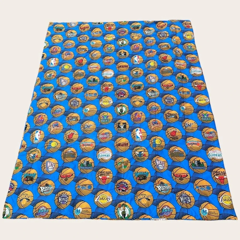Vintage NBA Basketball Comforter TWIN Size‎ Blue Team Logos Springs USA 90s